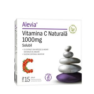 Vitamina C solubila Alevia, extract de maces, 15 plicuri, 1000mg