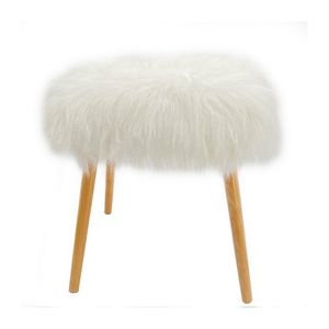 Taburet cu blana Actuel, 40 x 45 cm, culoare alb si maro