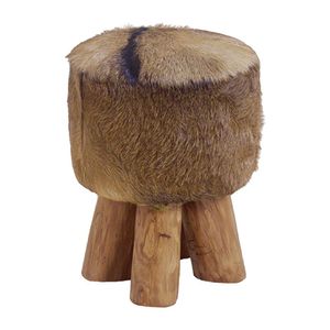 Taburet cu blana Actuel, 30 x 38 cm, culoare maro