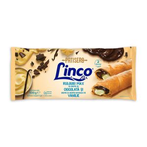 Placinta rulou cu crema de ciocolata si crema de vanilie Linco Patisero, 400 g