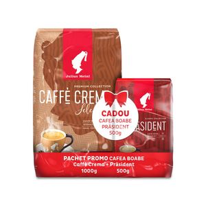 Pachet cafea boabe Julius Meinl Caffe Crema, 1 kg + Prasident, 500 g