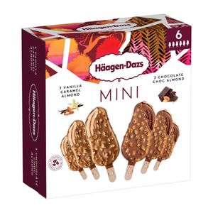 Inghetata de vanilie cu sos de caramel si ciocolata belgiana Haagen Dazs, 3buc, 222g