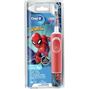 Periuta de dinti electrica Oral-B Vitality Spiderman pentru copii, Curatare 2D, 2 programe, Culoarea Rosu