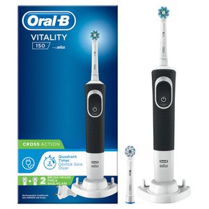 Periuta de dinti electrica Oral-B Vitality D100 Cross Action, 7600 Oscilatii/min, Curatare 2D, 1 program, 2 capate, Culoarea Negru