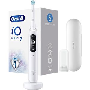 Periuta de dinti electrica Oral-B iO7,  5 moduri, 1 capat, Suport rezerve, Incarcator magnetic, Trusa de calatorie, Culoarea Alb