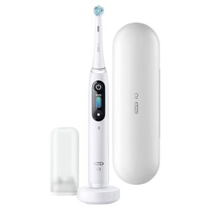 Periuta de dinti electrica Oral-B iO8, 6 moduri, 1 capat, Suport rezerve, Incarcator magnetic, Trusa de calatorie, Culoarea Alb