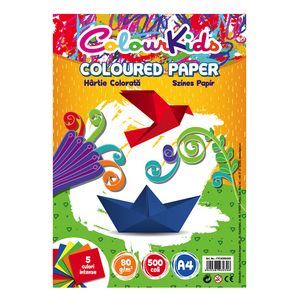 Carton color A4, 160 gr, 200 coli, 5 culori