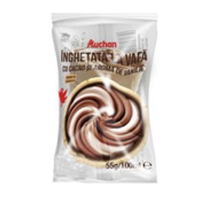 Inghetata vafa cu cacao si vanilie Auchan, 55 g