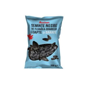 Seminte de floarea soarelui negre sarate si coapte Auchan, 200 g