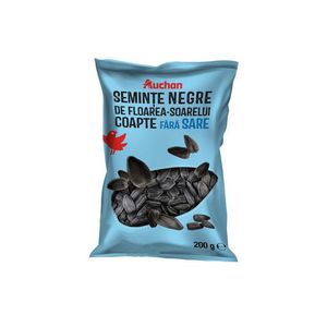Seminte de floarea soarelui negre coape fara sare Auchan, 200 g