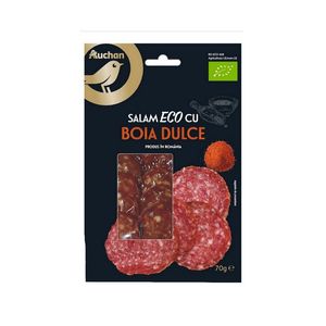 Salam ecologic cu boia dulce Auchan, 70 g