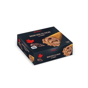 Pachet de inghetata la cornet cu aroma de cacao Auchan, 6 x 65 g