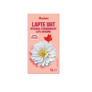 Lapte integral UHT Auchan, 3.5% grasime, 1 l