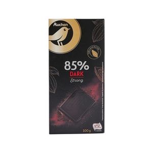 Ciocolata neagra Auchan, cu 85% substanta uscata de cacao, 100 g