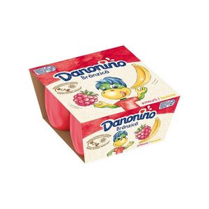 Branza de vaci Danonino, cu piure de zmeura si banane, 4 x 50 g