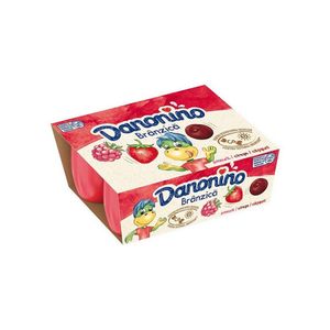 Branza de vaci Danonino, cu piure de capsuni, cirese si zmeura, 6 x 50 g