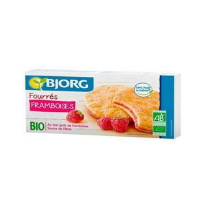 Biscuiti eco umpluti cu crema de zmeura Bjorg, 175 g