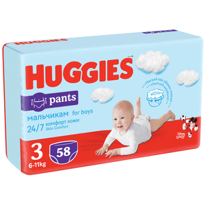 Scutece Chilotel Huggies Pants Mega, marimea 3, baieti, 6 - 11 kg, 58  bucati