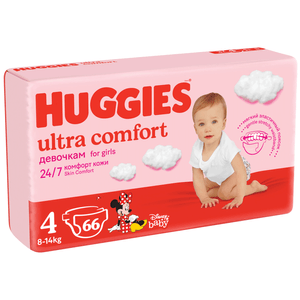 Scutece Huggies Ultra Confort Mega, marimea 4, fete, 8 - 14 kg, 66 bucati