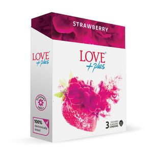 Prezervative Love Plus Strawberry, 3 bucati/cutie