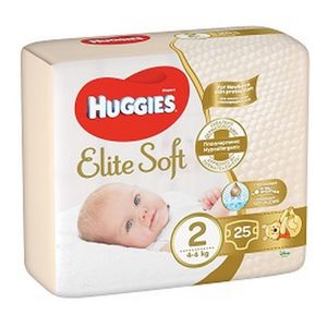 Scutece Huggies Elite Soft, marimea 2, 4 - 6 kg, 25 bucati