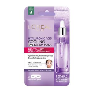 Masca servetel cu serum pentru ochi Revitalift Filler cu acid hialuronic si cafeina, 11 g