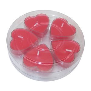 Set 5 lumanari Actuel, forma inima, rosu