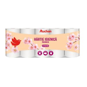 Hartie igienica cu parfum de piersica Auchan 10 role, 3 straturi