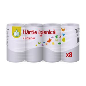 Hartie igienica reciclata Pouce, 8 role, 2 straturi