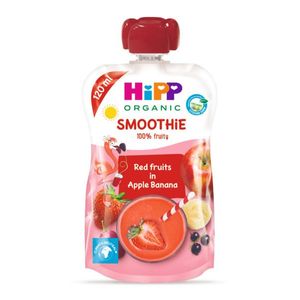 Smoothie de fructe rosii, mere si banane Hipp, 120 ml