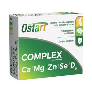 Supliment alimentar Ostart Complex, Ca+Mg+Zn+SE+D3, 10 comprimate