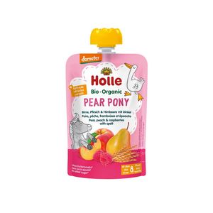 Piure de pere, piersici, zmeura cu grau spelta Holle Baby, 100 g