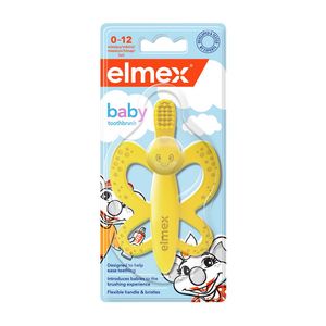 Periuta de dinti pentru bebelusi Elmex Baby cu jucarie, 0-12 luni