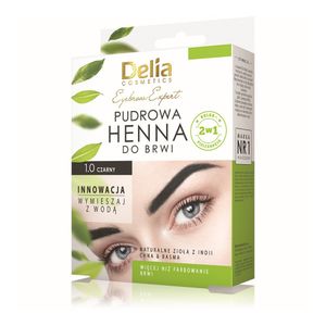 Vopsea pudra pentru sprancene Delia Cosmetics Henna, 1.0 Black, 4 g