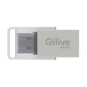 Stick de memorie USB Qilive 600115495 Dual USB-C, 64GB, USB 3.2, gri