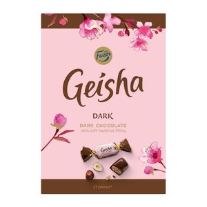 Praline Fazer Geisha cu ciocolata neagra si crema de alune de padure, 150 g