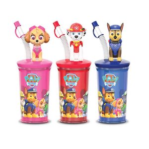 Pahar cu pai si drajeuri cu fructe Relkon Paw Patrol Drink & Go, 10 g, diverse culori