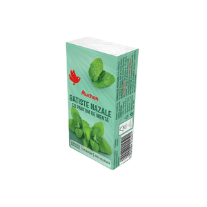 Servetele nazale Auchan, parfum de menta, 3 straturi, 10 bucati