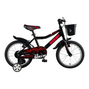 Bicicleta pentru copii Gokidy Versus cu roti ajutatoare, 4-6 ani, 16 inch, negru-rosu