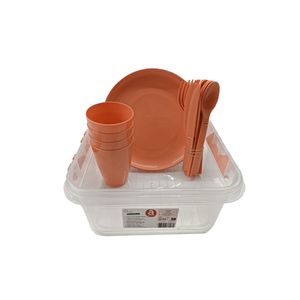 Set pentru picnic Actuel, 21 piese, plastic reciclat, portocaliu