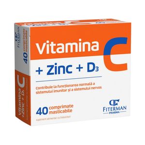 Vitamina C+Zn+D3, 40 comprimate masticabile