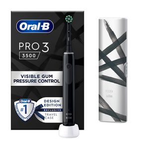 Periuta de dinti electrica Oral-B Pro 3 3500, 3 programe, trusa de calatorie, negru