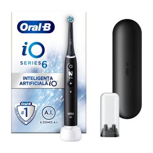 Periuta de dinti electrica Oral-B iO6, senzor de presiune smart, 5 programe, negru