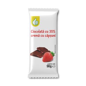 Ciocolata Pouce, cu 35% crema cu capsuni, 90 g