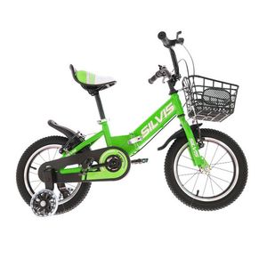 Bicicleta copii SILVIS cu roti ajutatoare si cos, 14 inch, verde