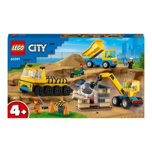 LEGO City - Camioane de constructie si macara cu bila pentru demolari 60391, 235 piese
