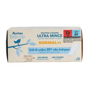 Absorbante igenice Auchan Normal, 2 picaturi, 30 bucati
