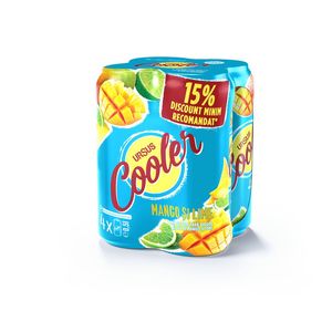 Bere blonda fara alcool Ursus Cooler cu aroma de mango si lime, 4 x 0.5 l