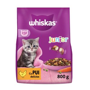 Hrana uscata pentru pisici junioare Whiskas Junior, pui, 800 g