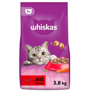 Hrana uscata pentru pisici adulte Whiskas cu vita, 3.8 kg